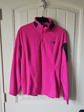 The North Face Hot Pink Quarter-Zip Fleece with Black Accents